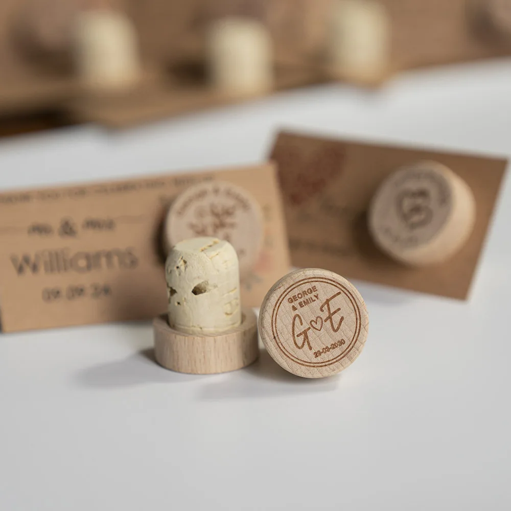 Personalized Gift Wine Bottle Stopper with Thank You Card Wedding Favor for Guests Cork Bottle Stopper Bridal Shower Party Item