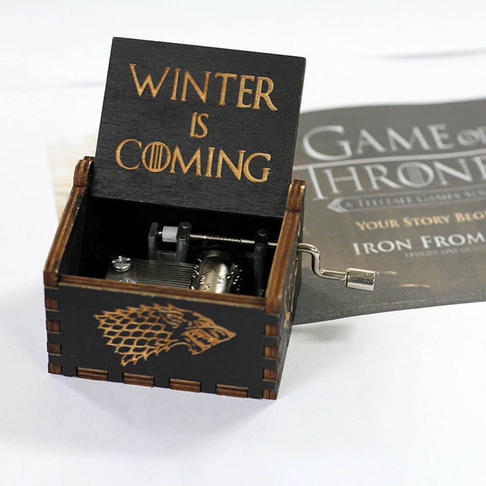 Hot anime figure Antique carved Wooden Hand Crank Games of thrones Music Box  figure Christmas Birthday Gift