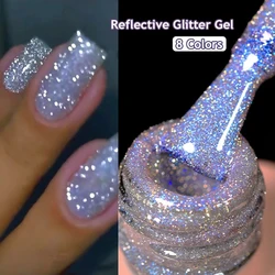 UR SUGAR 15ml Blue Reflective Glitter Gel Nail Polish Champagne Sparkling Sequin Semi-permanent Varnishes Soak Off Nail Art Deco