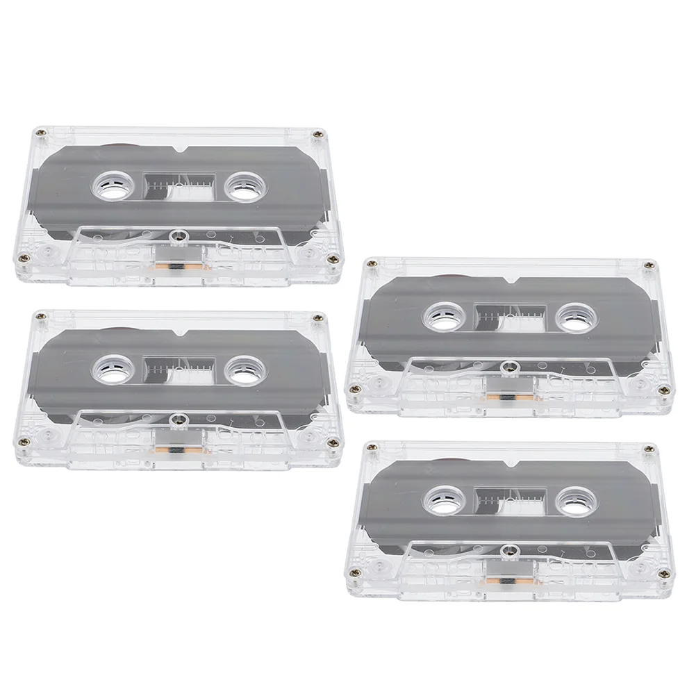 

4 Pcs Blank Audio Tape Recordable Empty Cassette Tapes Outer Box Plastic 30-minute