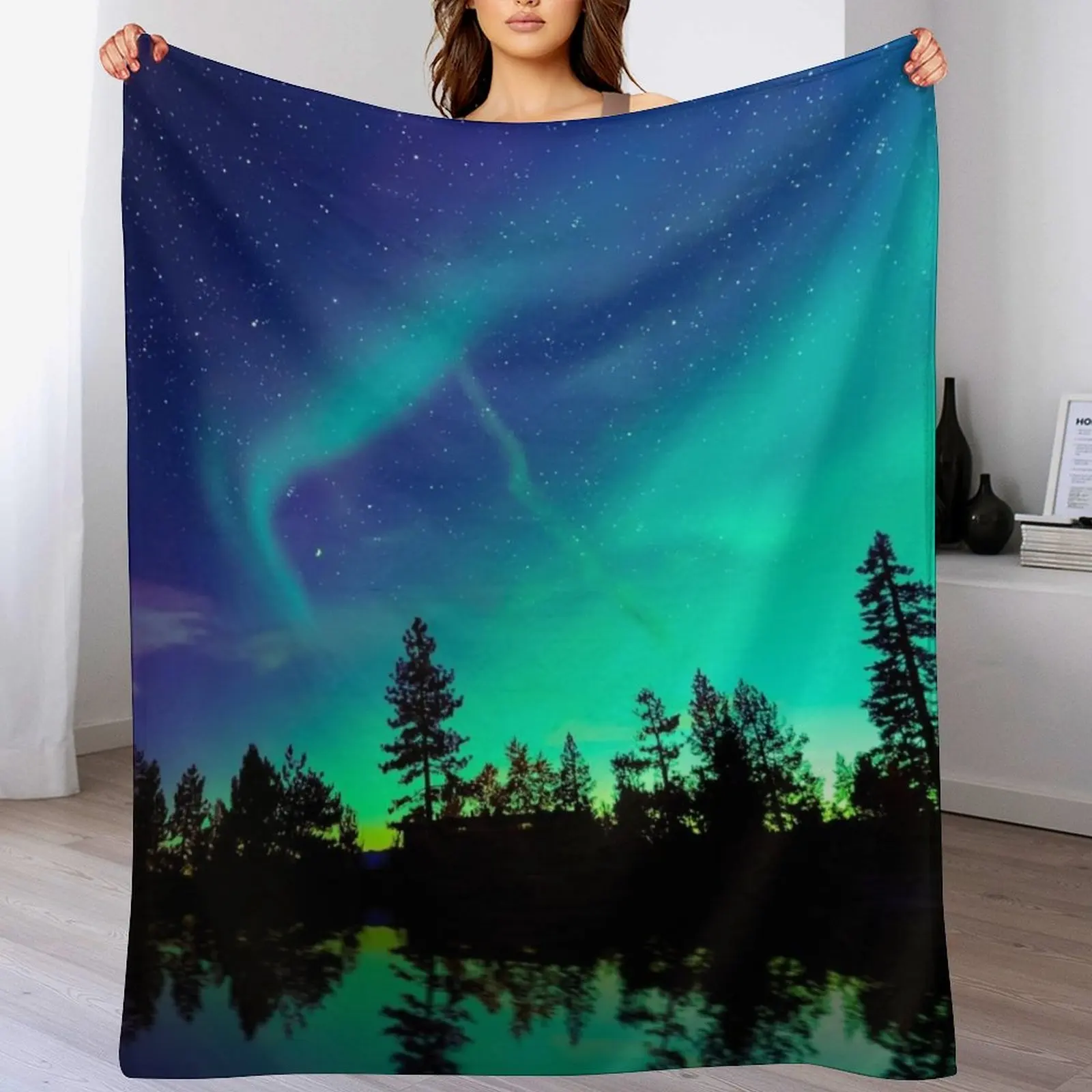

Aurora Borealis Throw Blanket Warm Decoratives Blankets