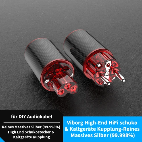 Viborg VE504 VM504Ag Pure Silver Hi-End Power Plug Pure Silver EU US Power plug High purity Solid silver Złącze zasilania