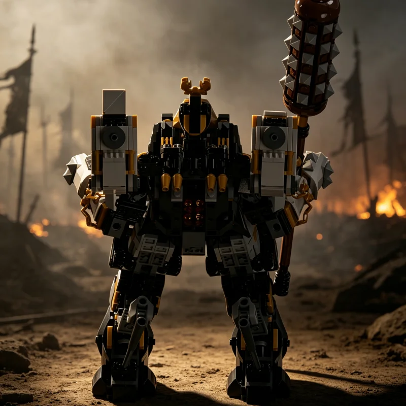 Black Robots mechs MOC Bricks Heavy Armored Sci-Fi Cyber Model DIY Assembly Brick Set Desktop Collectible Display