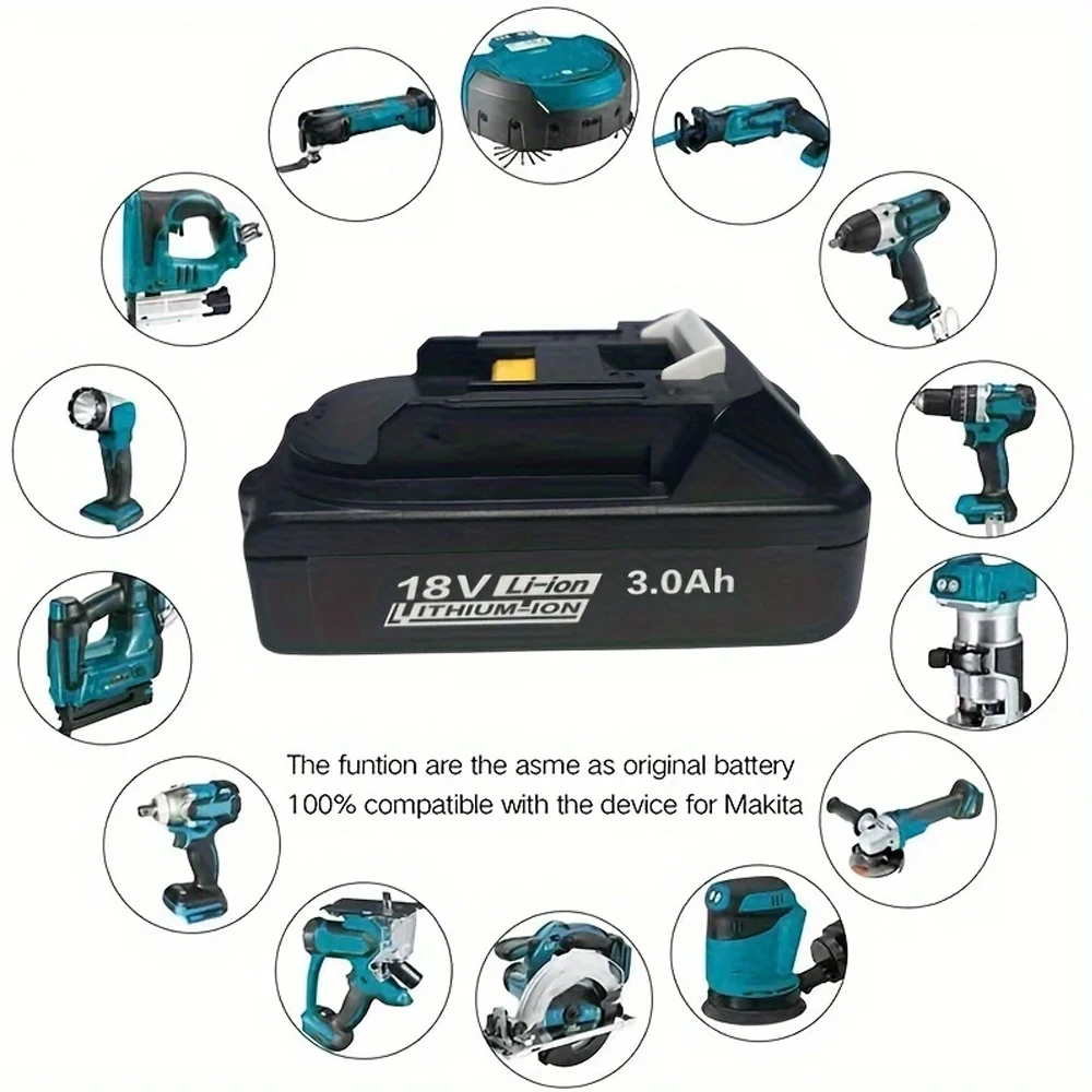 

Rechargeable 18V Battery Makita 3.0Ah BL1830 BL1830B BL1840 BL1840B BL1850 BL1850B Compatible with Various 18V Power Tools
