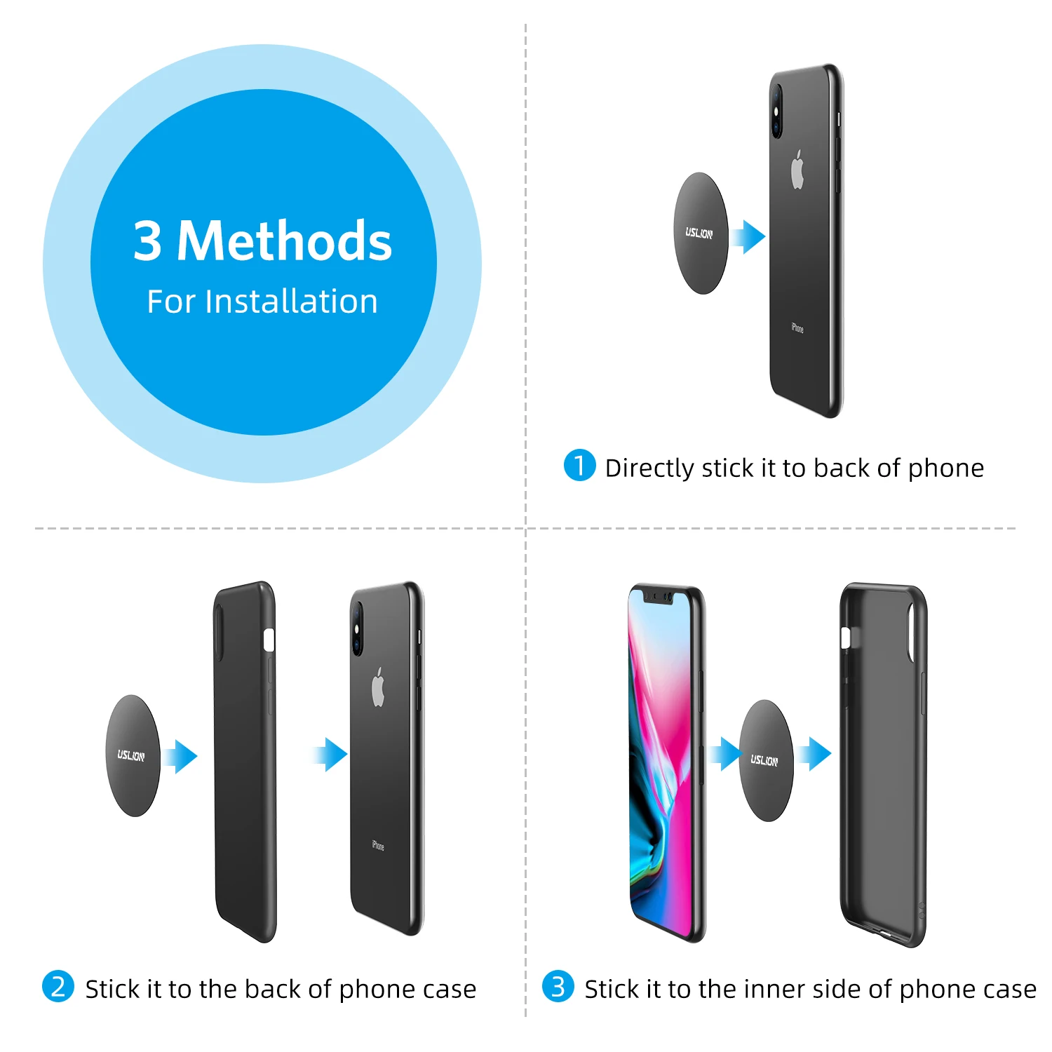 USLION For Magsafe Magnetic Metal Plate For Car Phone Holder Universal Iron Sticker Sheet Wireless Charging Metal Plate Sheet