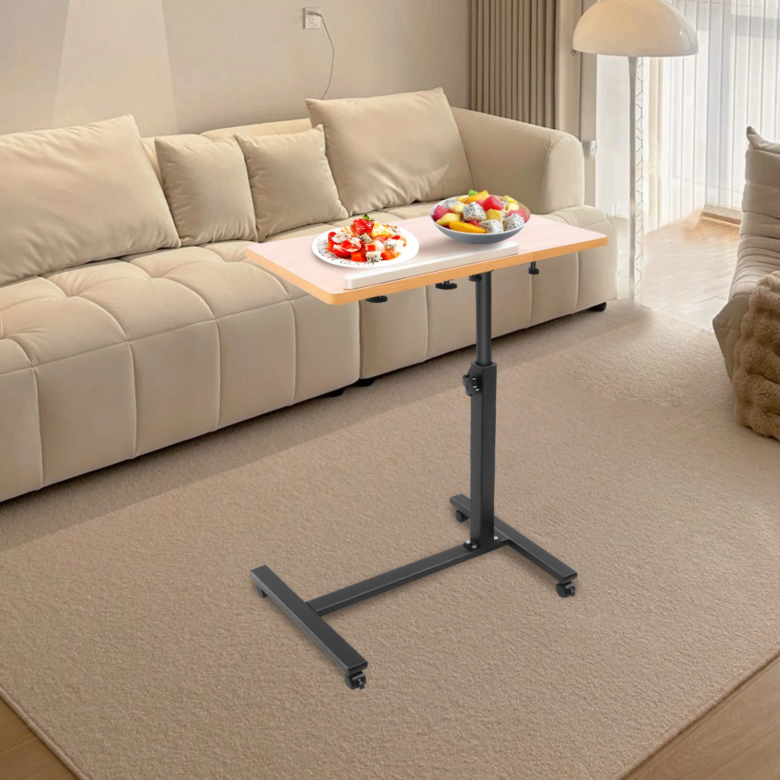 مكتب كمبيوتر محمول بارتفاع قابل للتعديل مع عجلات 23.6 بوصة مكتب قائم متنقل للمكتب المنزلي 360 ° سطح المكتب الدوار والإمالة 22.8-35.4" #2