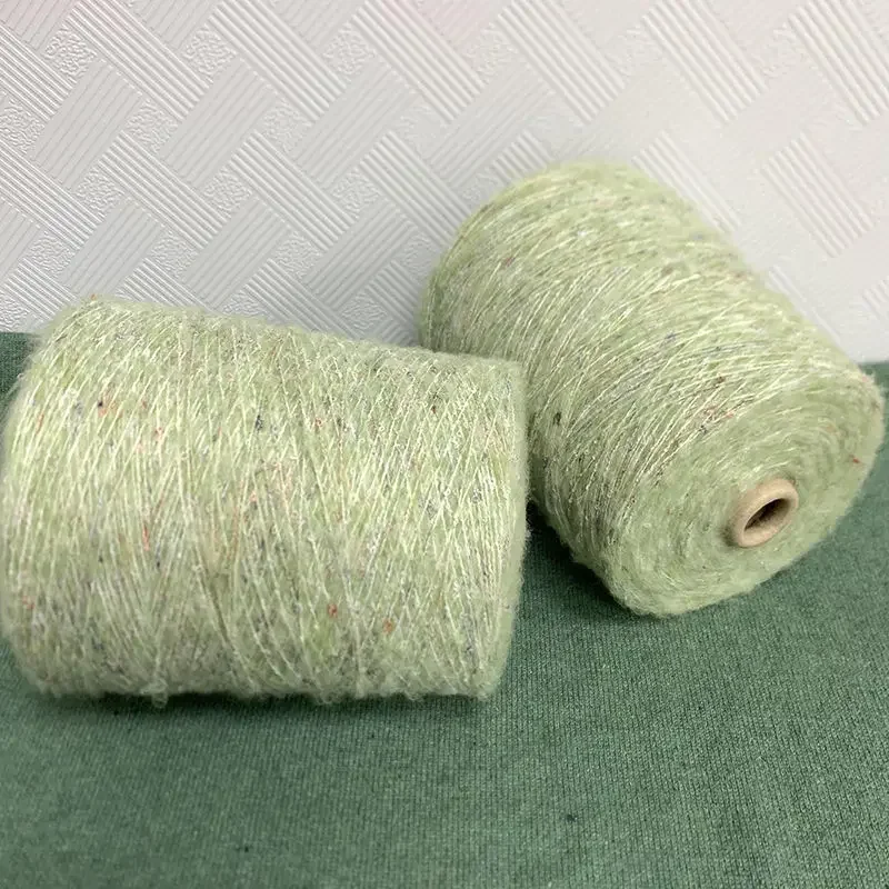 500G Hand Woven Medium Fine Yarn Mint Mambo Green Nylon Mohair Yarn Fancy Wavy Loop Yarn Crochet DIY Line Thread Material