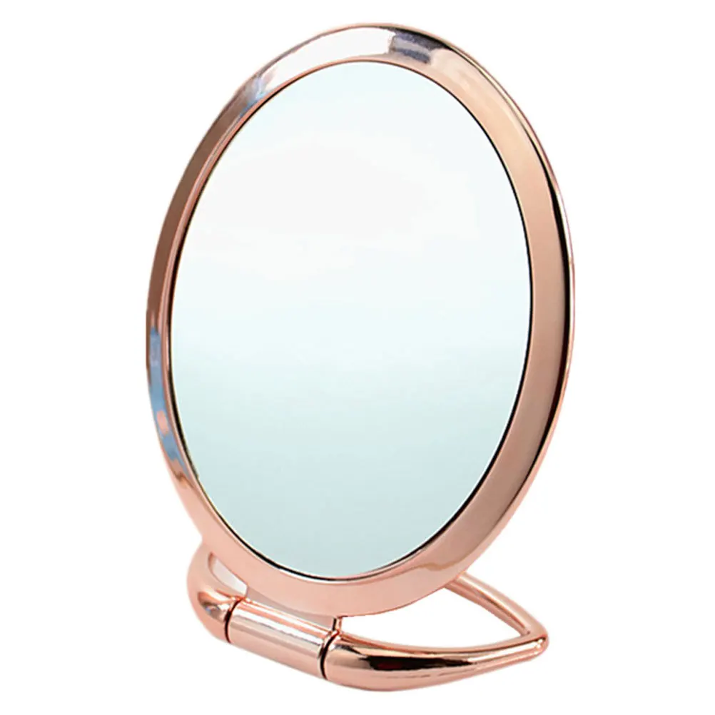3x Magnifying Round Desktop Mirror Portable Dresser Table Makeup Mirror Rose Gold Lightweight Easy to Store and Carry