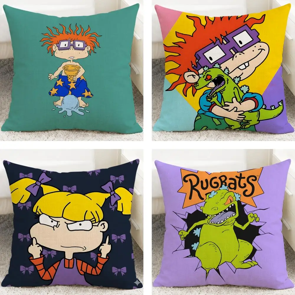 Cartoon Rugrats Cushion Cover Cushion Covers Natural Linen Breathable Sofa Bedroom Decor Pillowcase