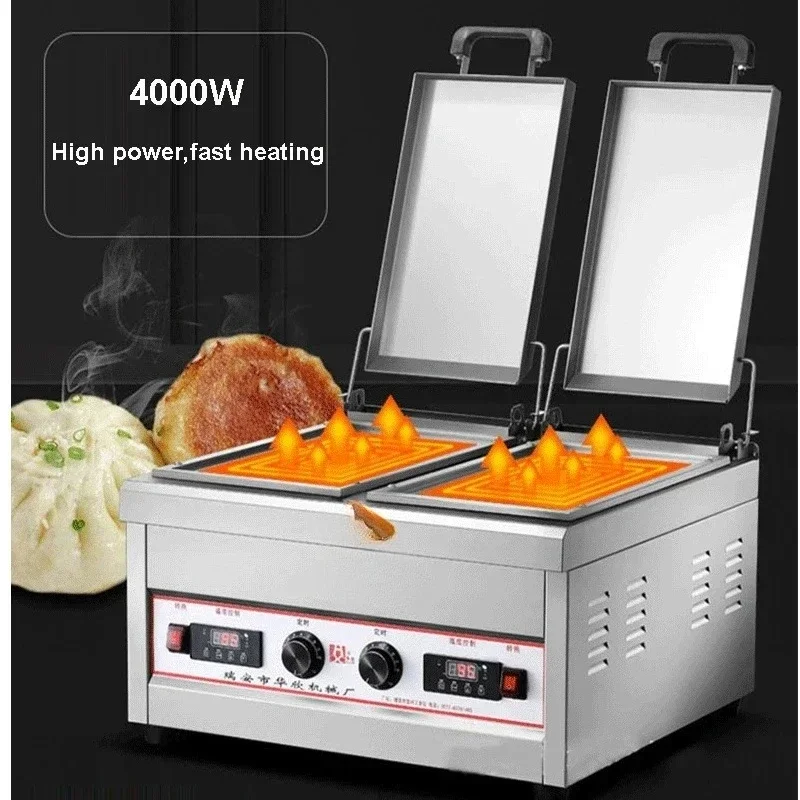 Intelligent Single/Double Pot Fried Gyoza Machine Gas/Electric Frying Dumpling Pot Sticker Pancake Cooker Fried Buns Pan Premium