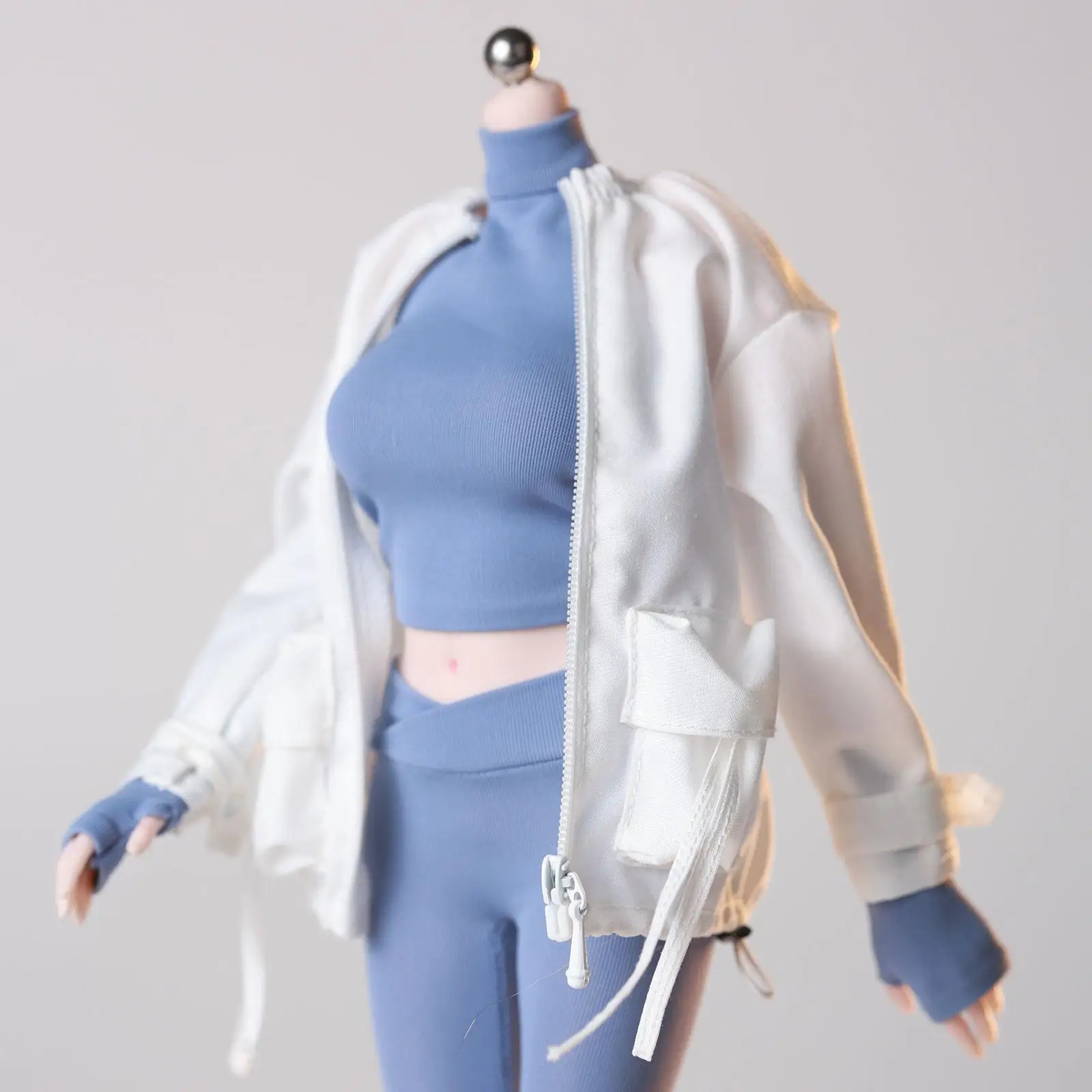 

1/6 Scale Zipper Top Miniature Figure Jacket Outfit for Female Action Figure Dress Up Doll Accessories