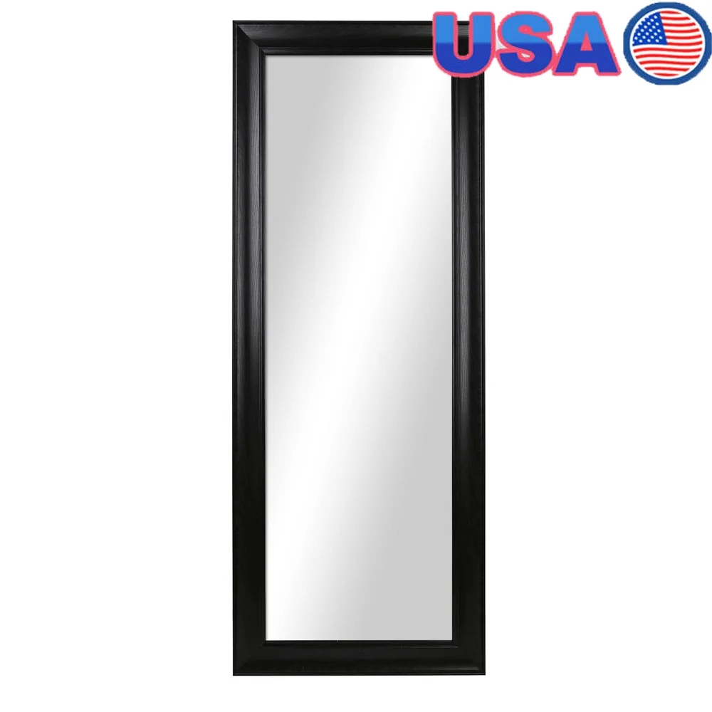 

Full Length Leaner Mirror 27x70 Inch Black Frame Anti-Slip Kit Decorative Wall Mounting Hardware Versatile Home Decor