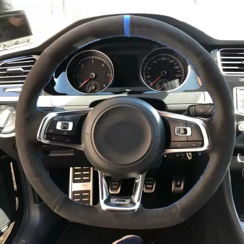 Custom Suede Car Steering Wheel Cover for Volkswagen VW Golf 7 GTI Golf R MK7 VW Polo GTI Scirocco 2015 2016