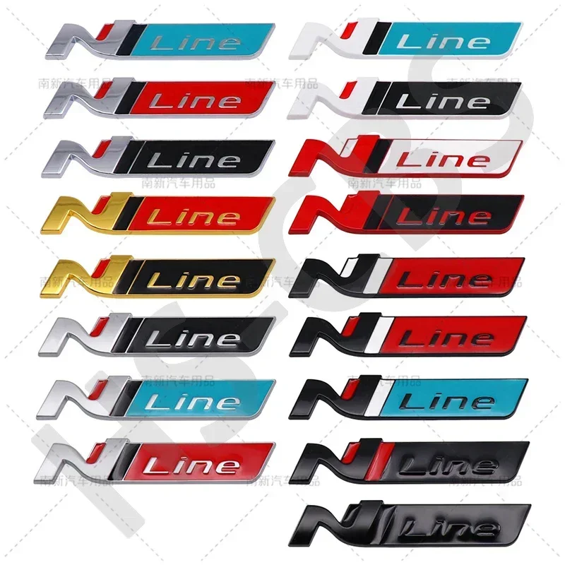 3D Metal N Line Logo Car Rear Trunk Nline Door Fender Badge Sticker Decals For Palisade Tucson Santafe Encino Accent i30 I20