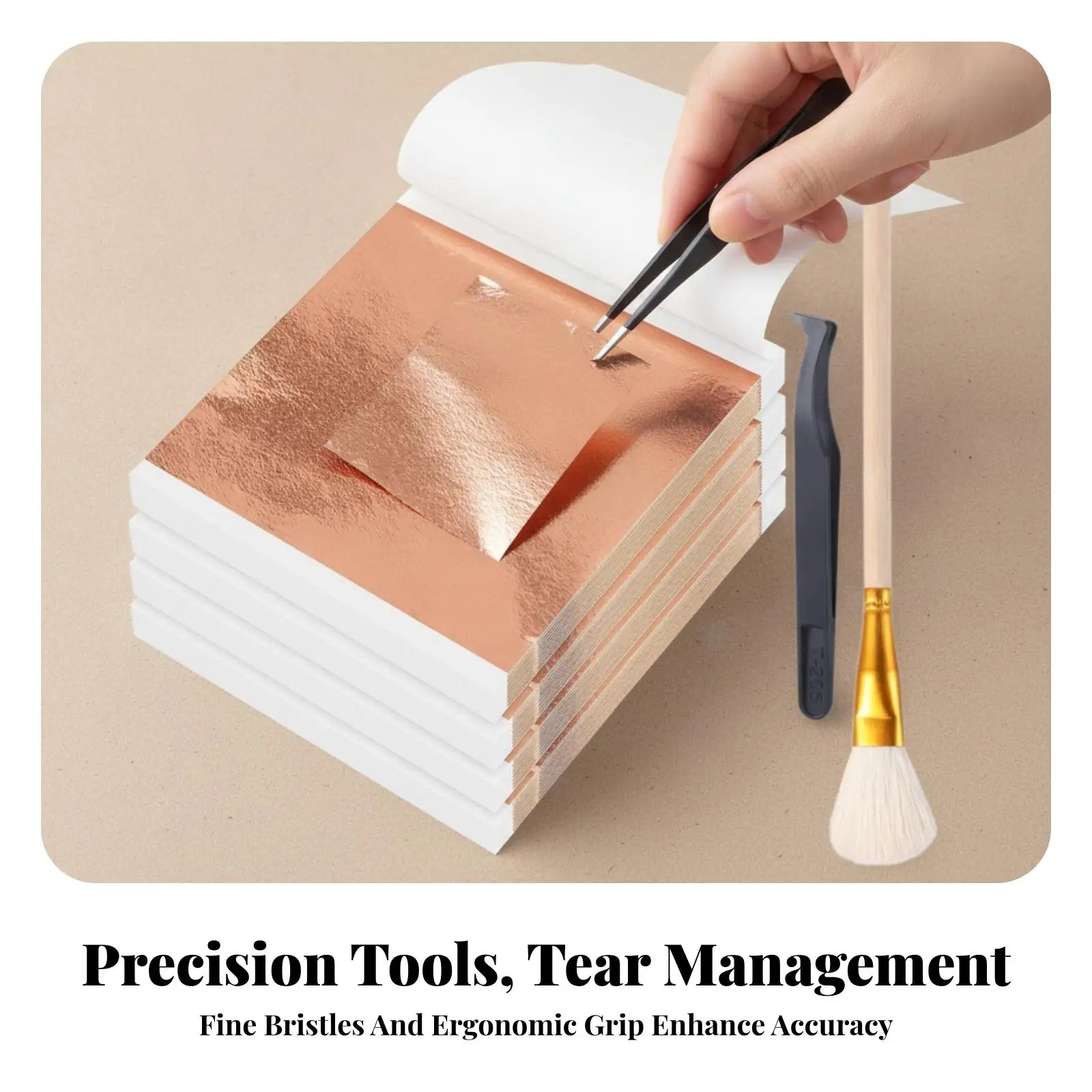 400 Piece Foil Leafing Kit with Brush and Tweezers for Stunning Shiny Finish on Picture Frames and Sculptures