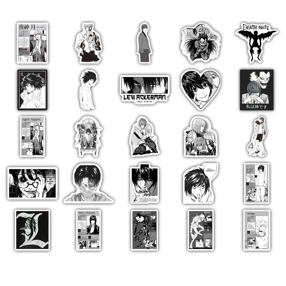 10/55PCS Zwart Wit Death Note Anime Decoratie Stickers DIY Gitaar Telefoon Koffer Water Cup Skateboard Waterdichte Stickers