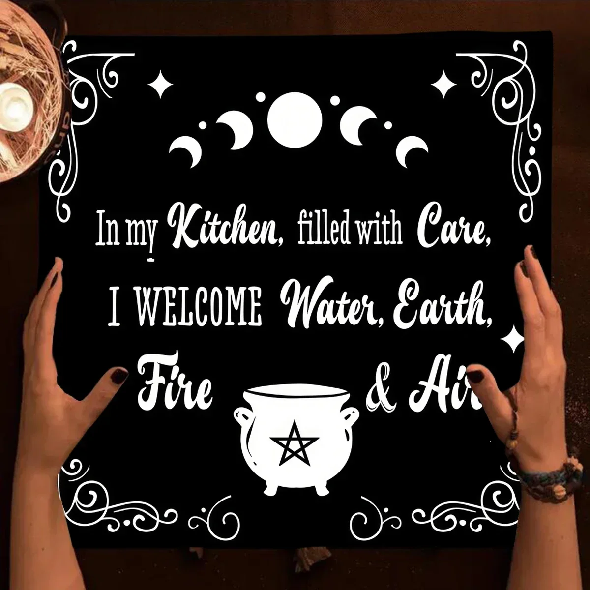 Triple Moon Star Tarot Cards Tablecloth Wicca Altar Cloth Moon Phase Pagan Table Cloth Oracle Card Pad Tarot Mat Home Decor