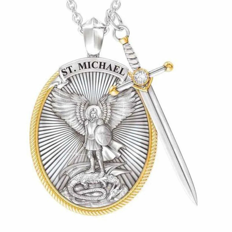 Catholic Patron Saint Pendant Michael St. Michael The Archangel Pendant Necklace