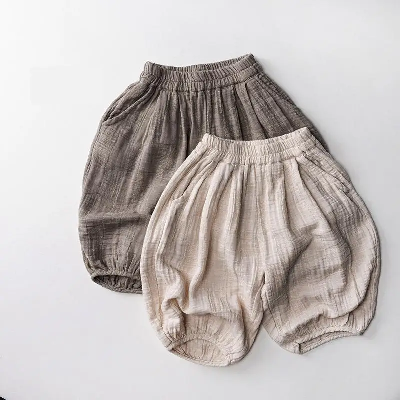 2026 Summer New Children Mosquito Resistant Pants Girls Loose Breathable Harem Pants Cotton Yarn Boys Casual Pants Kids Clothes
