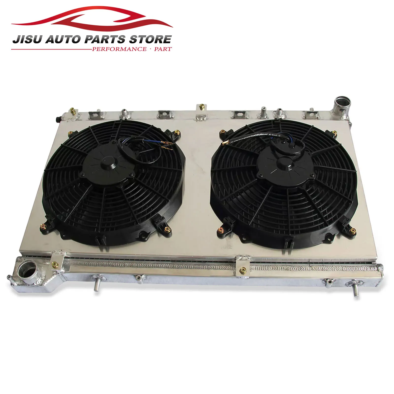 2 Row Aluminum Radiator + Fan Shroud For Subaru Forester XT 2.5L H4 EJ255 2004-2005 2812 AT MT