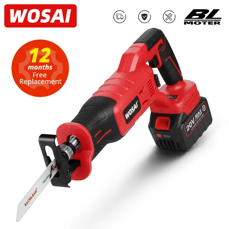 WOSAI Mtซีรีส์เลื่อยไฟฟ้าไร้แปรงถ่าน20V 3500 SPM เครื่องมือตัดไม้ความเร็วตัวแปรเลื่อยลูกสูบไร้สายความเร็ว