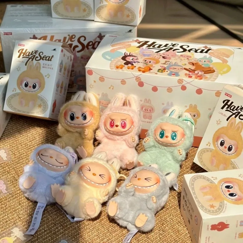 Bubble Matra Bubu 2nd Generation Sitting Party Labubu Vinyl Plush Blind Box Macaron Handmade Trendy Pendant Tool notebooks