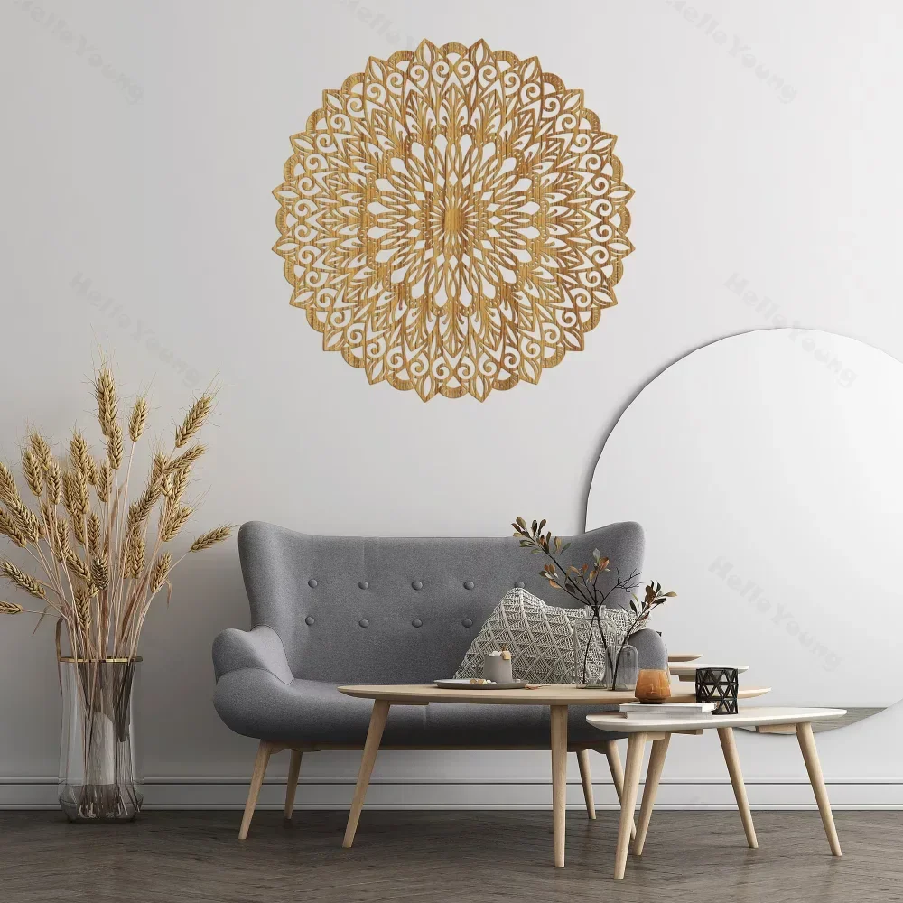 1 PC Stunning Metal Mandala Artwork - A Delightful Metal Wall Art Decor for Interior, Displaying Flower and Mandala Style