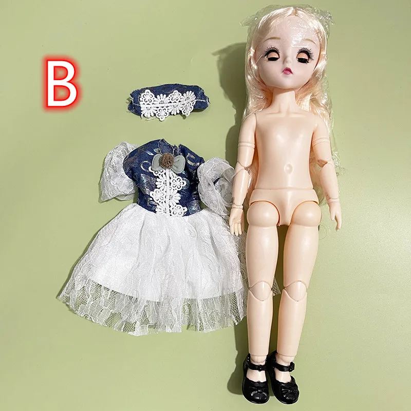 Lovely 30cm Doll Princess Dress Up Clothes (A) or 4D Winking Eyes Doll (B) Play House Doll Girls Children\'s Toy Gift  Bjd Doll