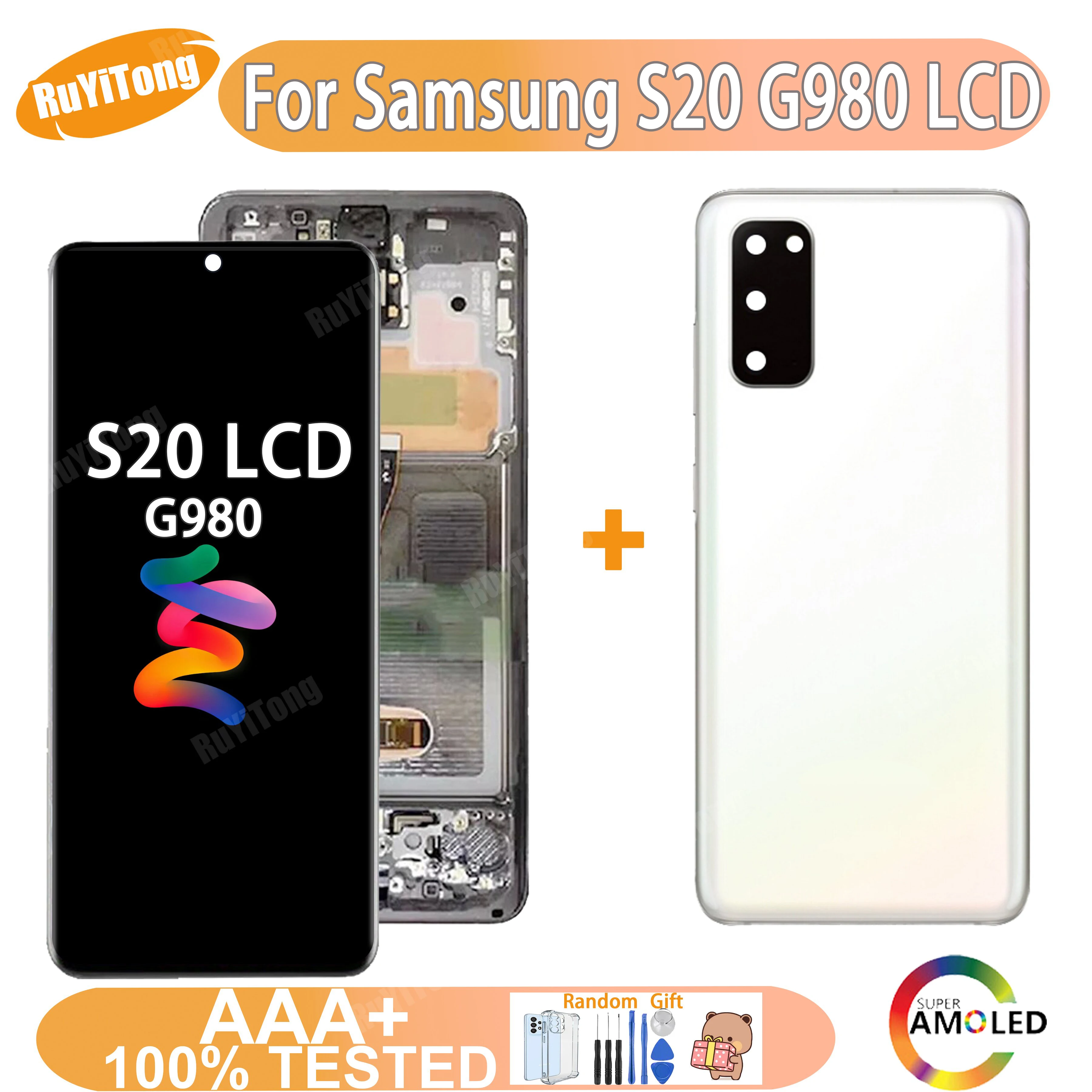 

For 6.2'' S20 Amoled For Samsung Galaxy S20 LCD G980u G980 G980f/ds Display Digital Touch Screen Replacement + Free Back Cover