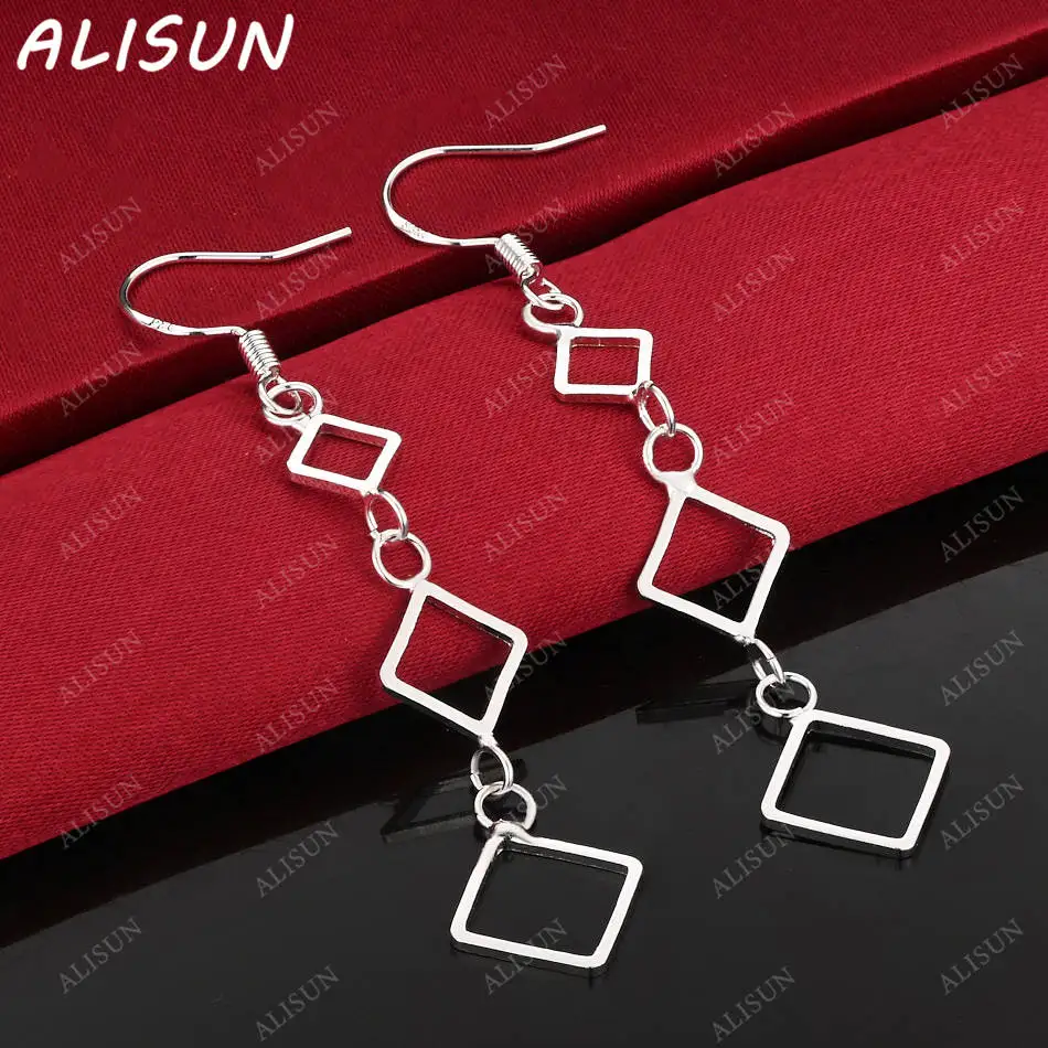 

ALISUN 925 Sterling Silver Square Earrings Drop Earrings For Women Anniversary Gift Popular Wild Fashion Romantic Jewelry