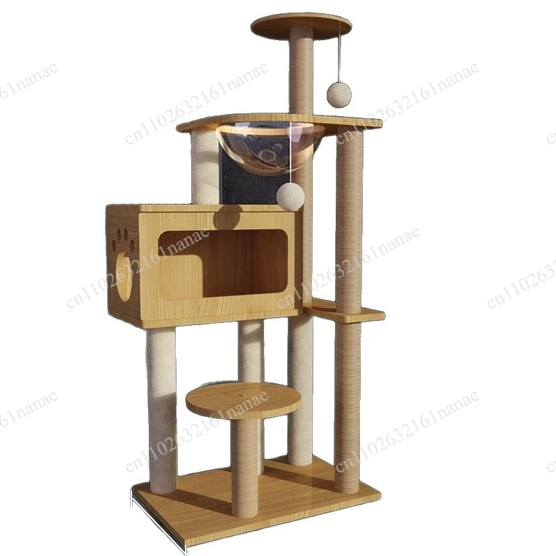 Customization Durable Solid Wood Cat Tree Tower House Comfortable Sisal Rope Cat Furniture Manufacturer