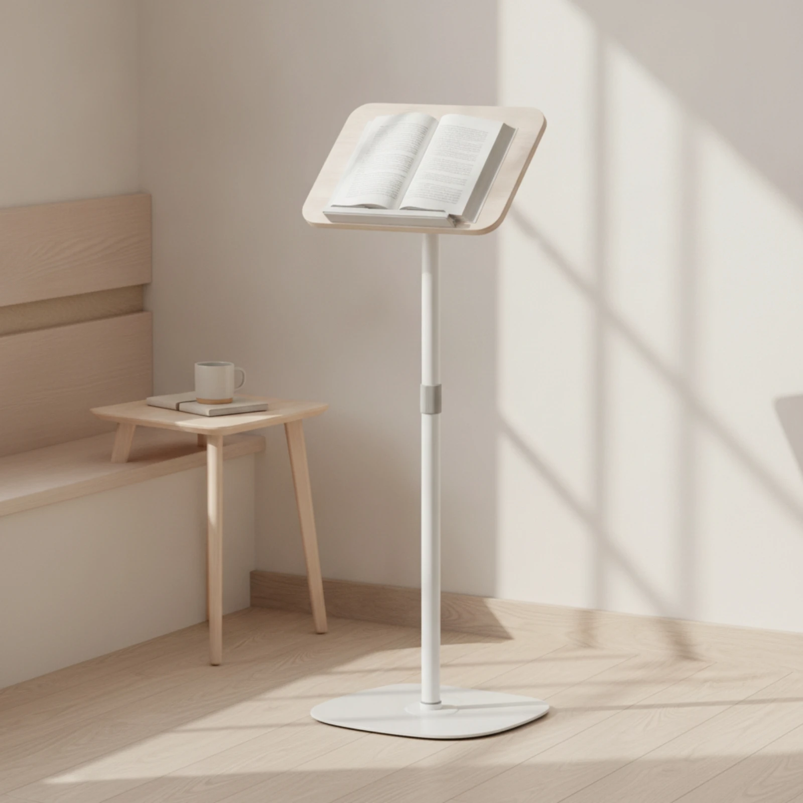 Floor Reading Stand Hands-Unrestricted Floor Book Stand with Base Book Holder Ergonomic Podium Sturdy for Students, Home Study