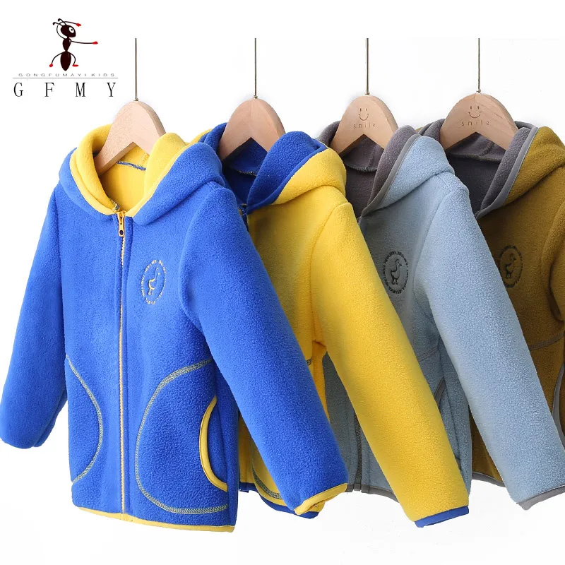 2022 gfmy brand suitable for boys and girls polar fleece material coat with hat 3-18 years warm children\'s coat