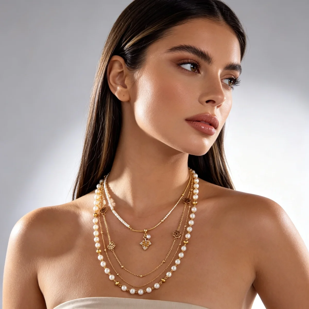 Elegante französische Zirkon-Ahornblatt-Halskette mit hohlen Rosenblüten und simulierten Perlen für Damen und Herren, Ins-Stil, florales Choker-Schmuckstück – Detail 16