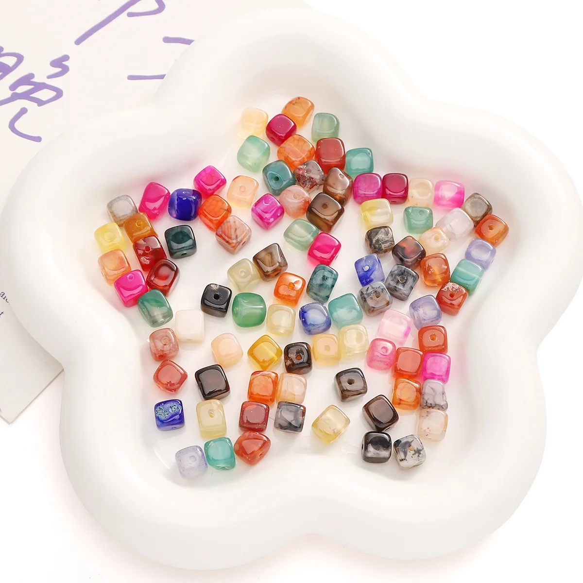 10PCS Natural Agate Colored Blocks Beads Loose Spacer Beads For Jewelry Making DIY Bracelet Necklace Accessories