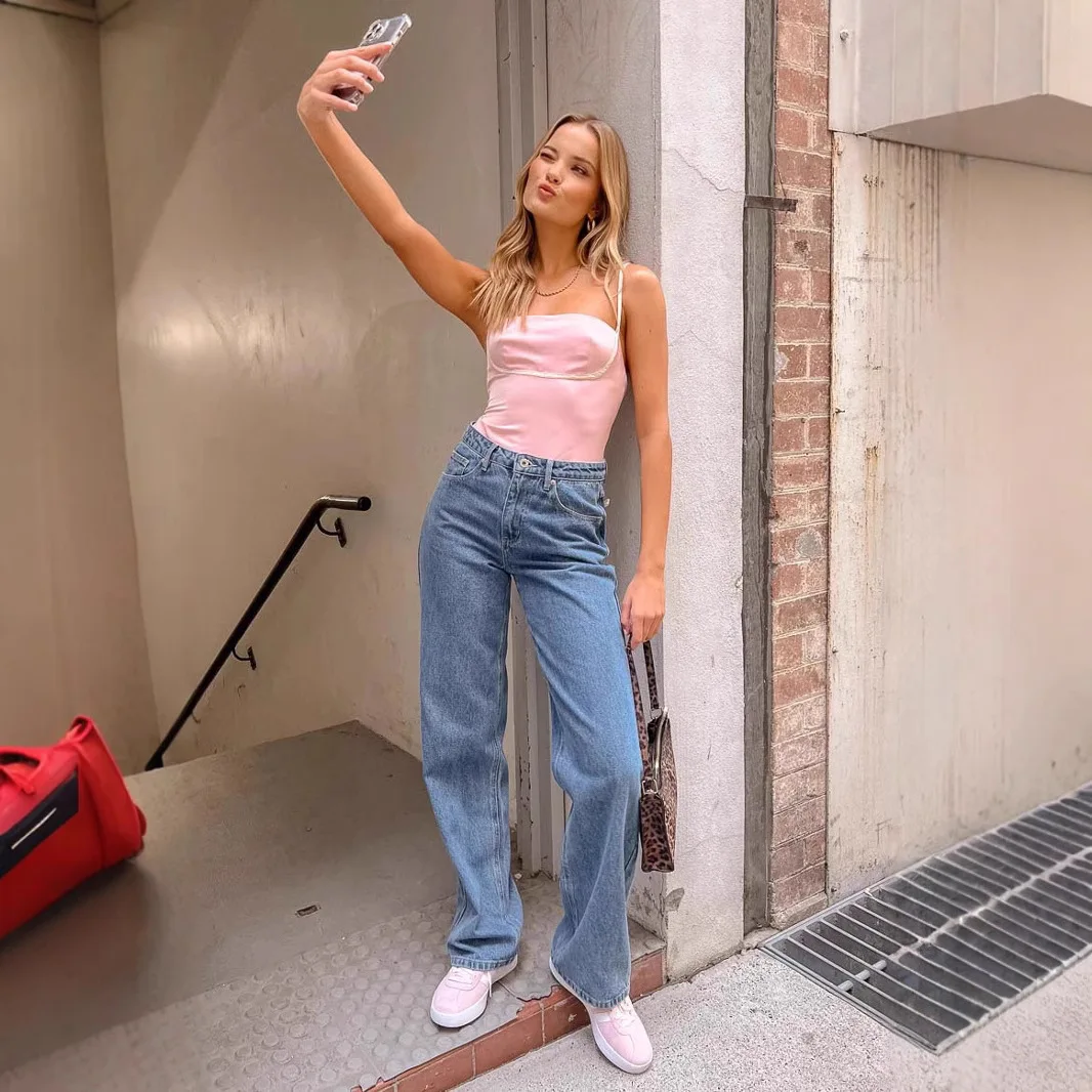 

Мужские джинсы с высокой талией, прямые, повседневные, без бренда, осенняя коллекция