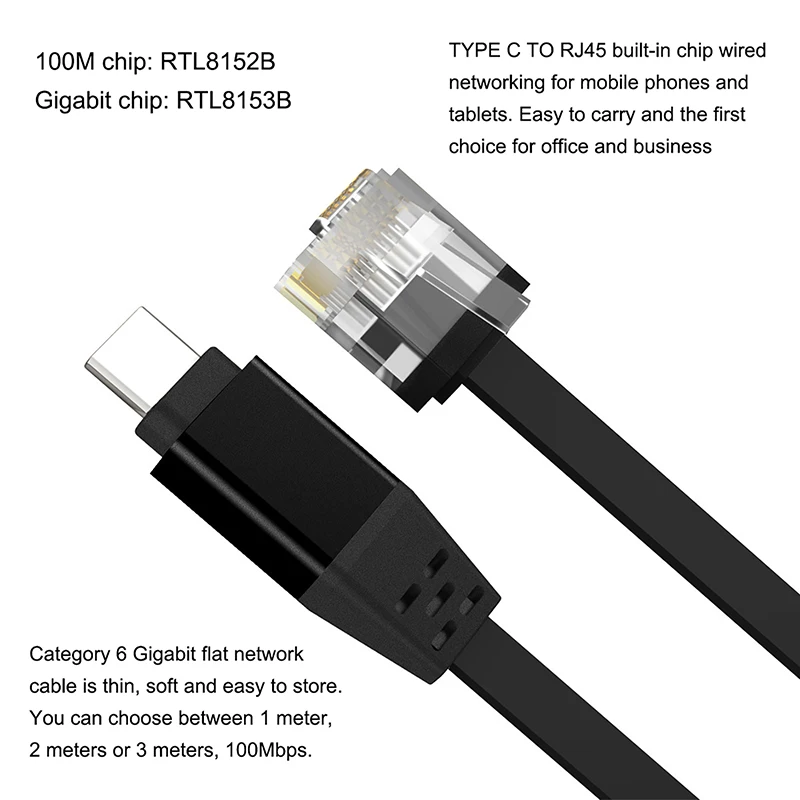 Adaptador de red con cable para teléfono, Cable de conexión tipo C a RJ45, 1000m, para IPhone, Ipad, portátil, tableta