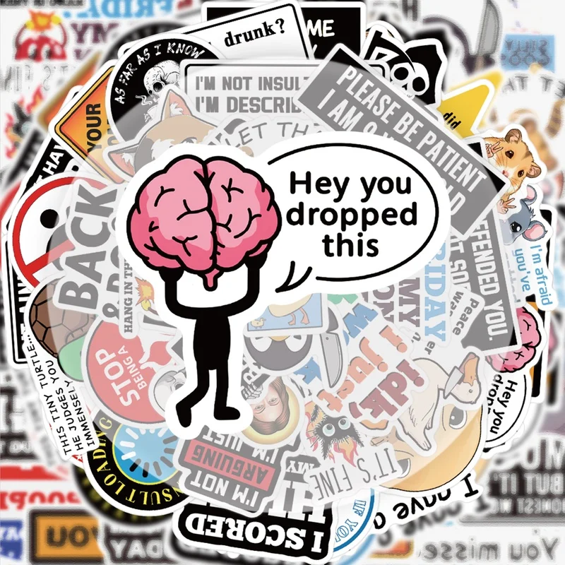 50 Funny Prank Stickers, Vibrant Sticker Decals, Multiple Styles Without Duplication, Suitable for Water Bottles, Laptops, Suitcases, Skateboards, Guitars, Party Decorations