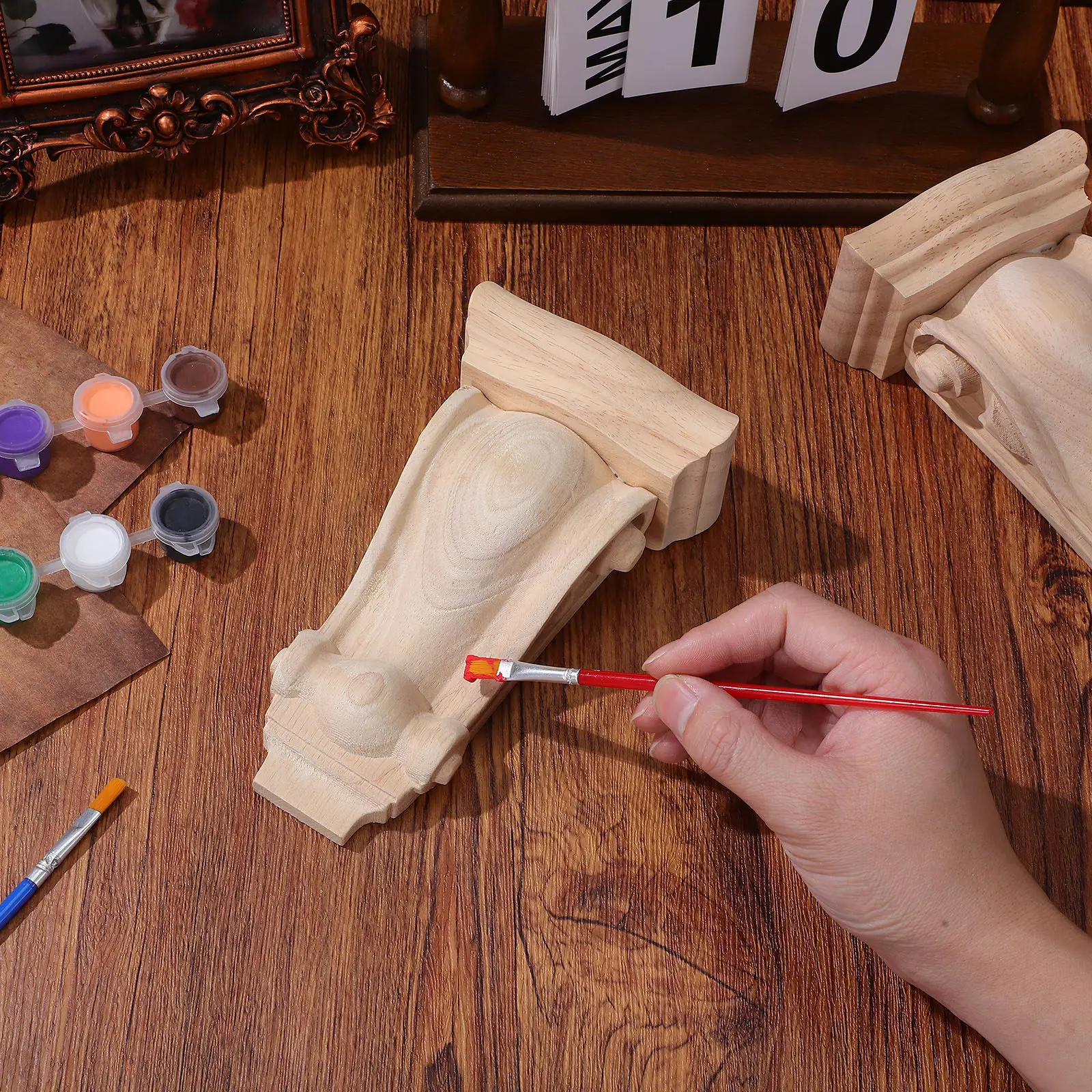 2Pcs Corbels Hand-carved Decorative Decor Shelf Brackets For Doorway Decoration Decorative Corner Trim Unpainted