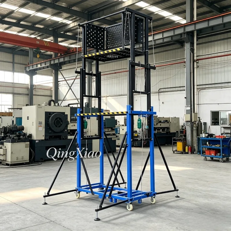 Foldable Mobile Electric Lifting Scaffold 800kg Loading Remote Control Elevator Heavy Duty Aerial Work For Building Construction