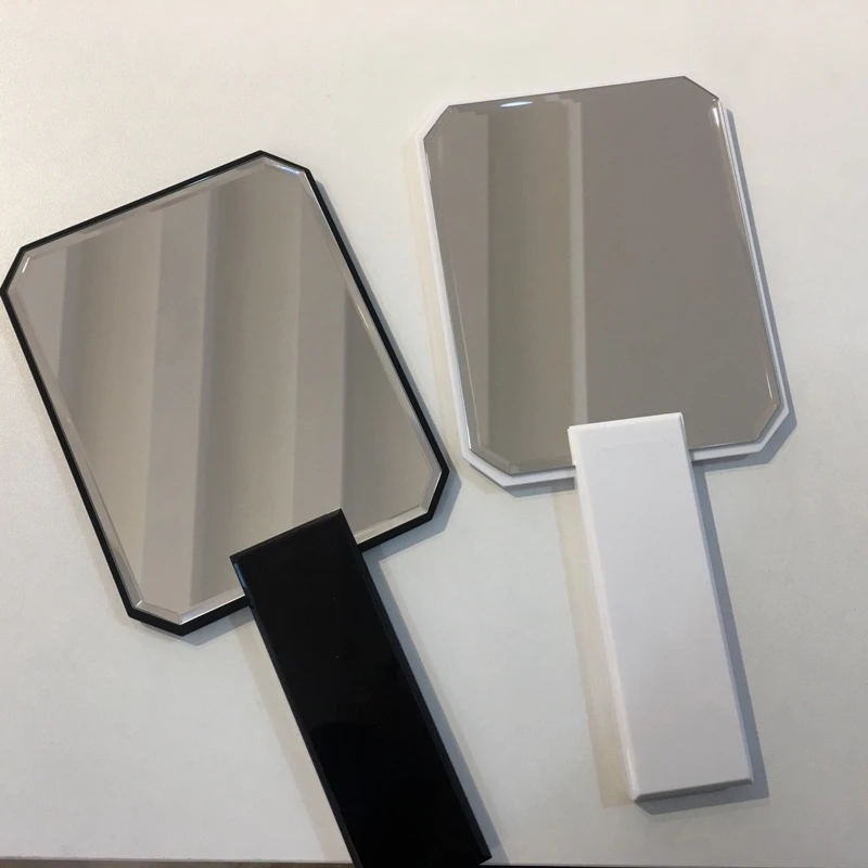 Petit miroir de maquillage Double face en métal avec Logo personnalisé, miroir pliant de bureau avec lampe, vente en gros