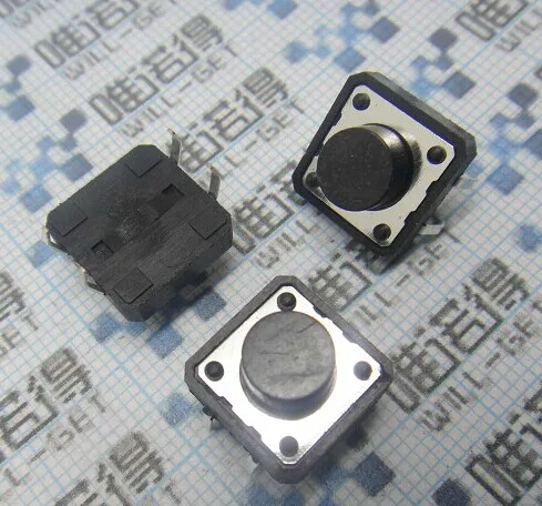 Free shipping (200Pcs/lot) Wholesale 12mm*12mm*5.0mm Micro Push Button Tactile Tact Momentary Electronic Switch