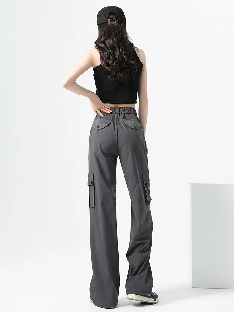 Conische werkbroek met fleecevoering voor dames, verdikte warme herfst- en wintercasual sportbroek met rechte pijpen.