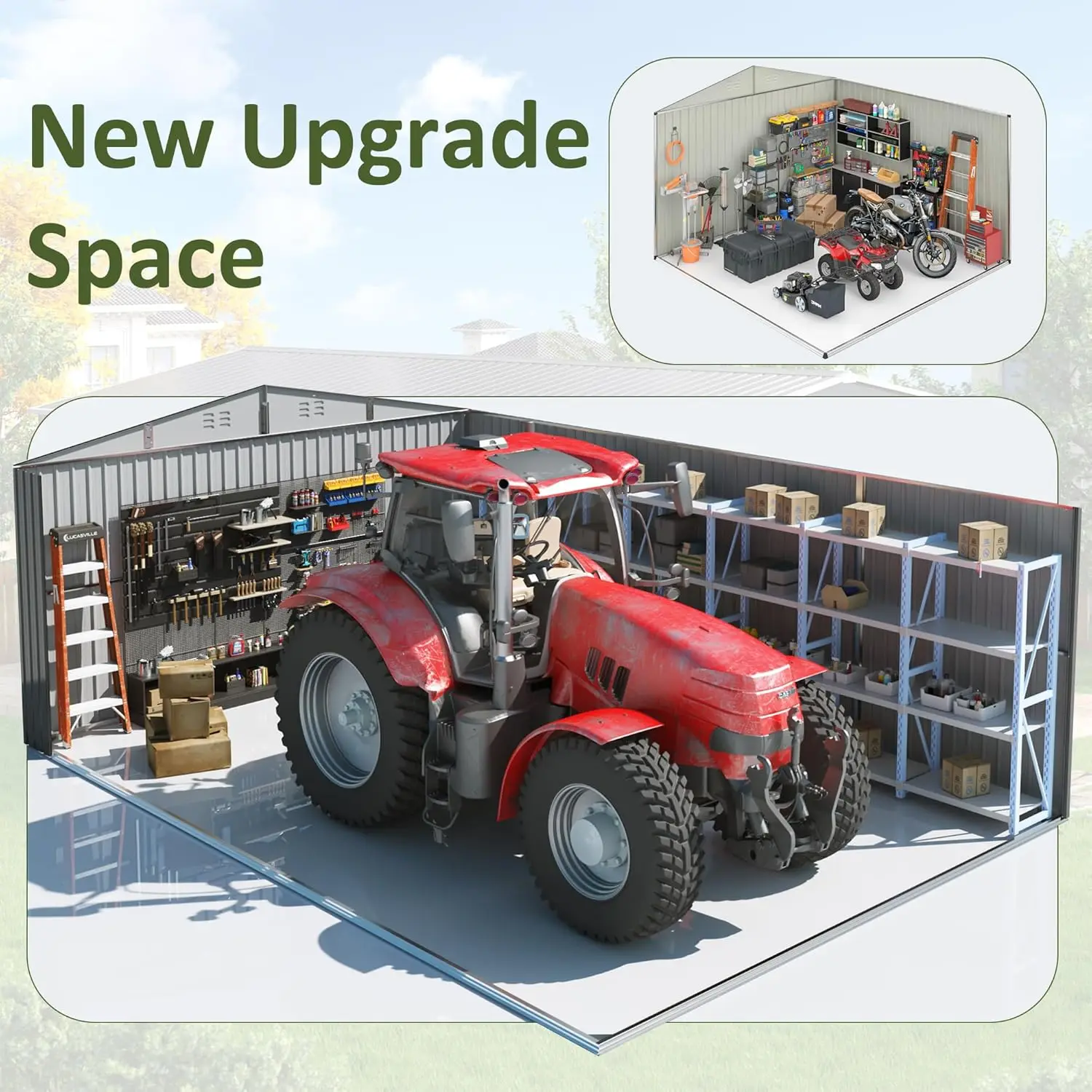 12x18 FT Outdoor Storage Shed, Garden Shed with Updated Frame Structure and Lockable Doors, Metal Tool Sheds for, Custom