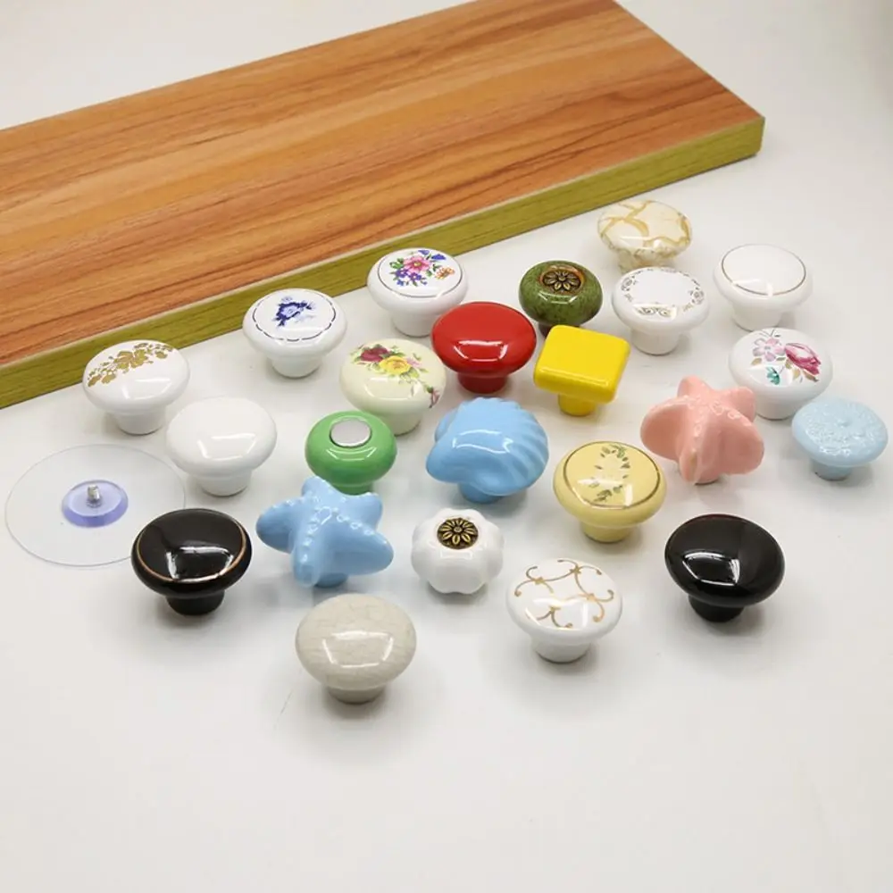 Retro Single Hole Ceramic Cabinet Knob European Style Vintage Door Pull Handles Round Drawer Knobs Wardrobe
