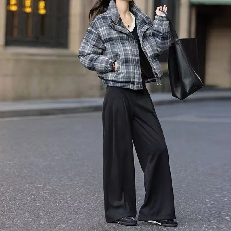 

Короткая хлопковая одежда с клетчатым принтом, новая теплая куртка, утолщенная маленькая холодная куртка