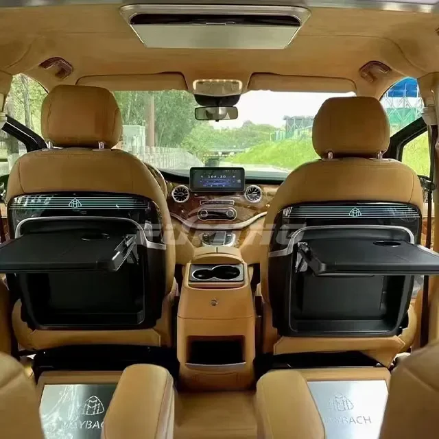 Front passenger seat backrest folding small table modified with peach wood V-class mobile business office