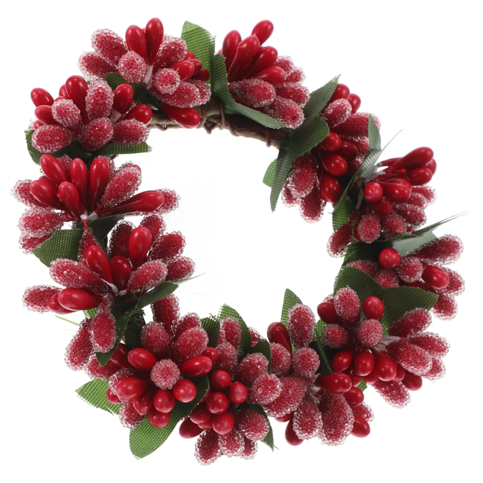 

Christmas Holder Garland Ring Mini Wreath Artificial Red Berries Table Centerpiece Xmas Holiday Decor Mini Wreath