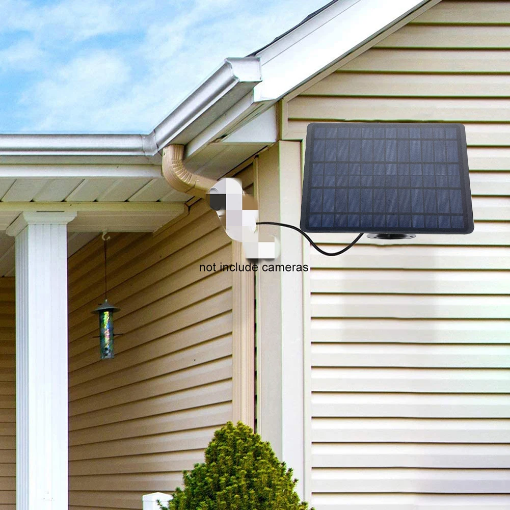 5V 10W Solar Panel IPX6 Waterproof Outdoor Camera Solar Panel 360° Adjustable Mounting with Micro USB Port for Security Camera