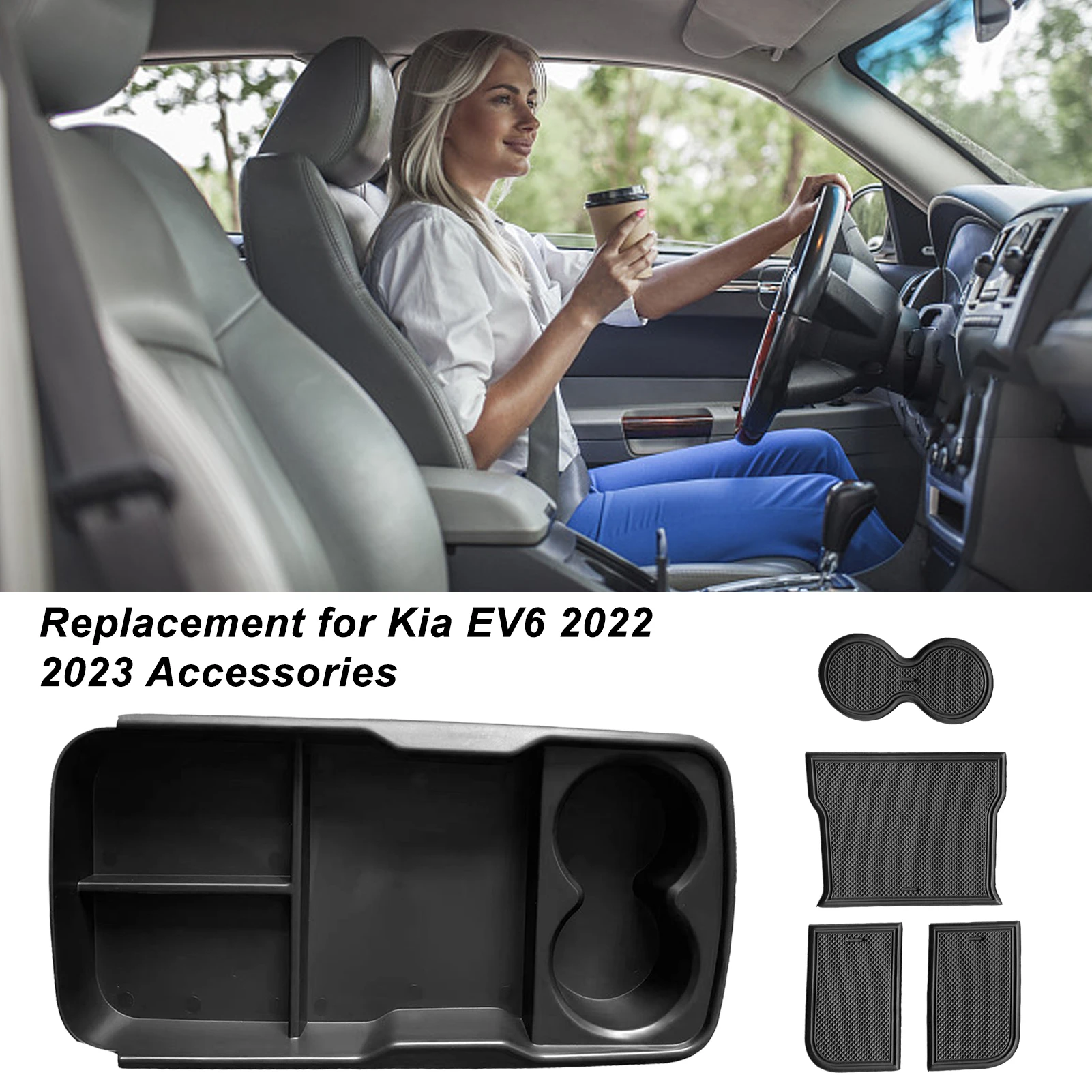 Auto Interior Accessory Armrest Storage Glove Box Center Console Tray Organizer Interior AccessoriesFor Kia EV6 2022 2023